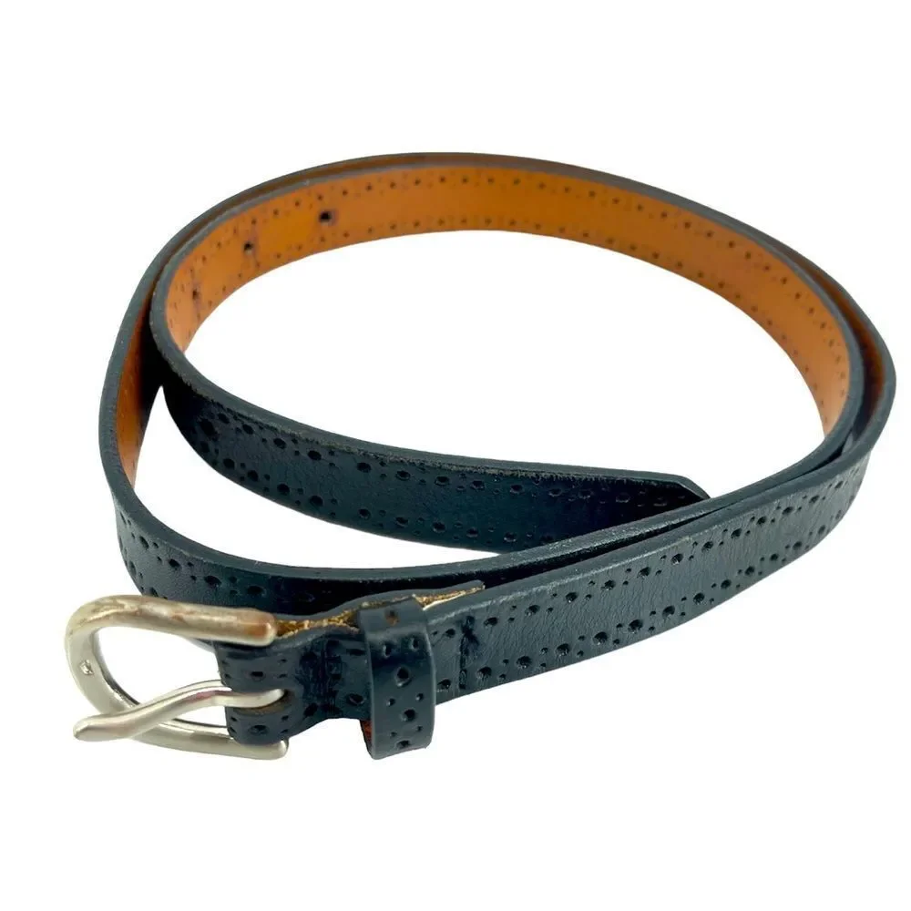 Banana Republic Women’s Black Genuine Italian Leather 184731 Skinny Belt Large